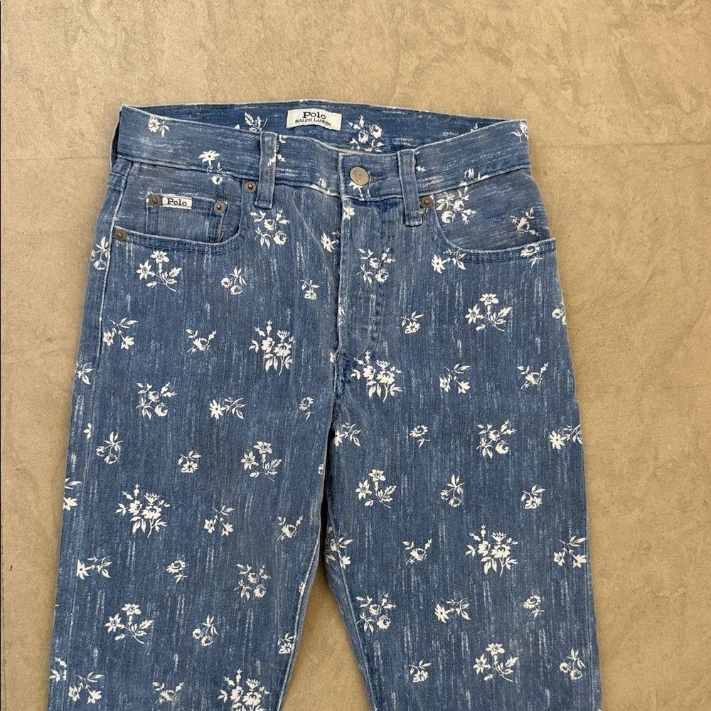 adidas Blue Floral Women's Skinny Jeans - Picture 2 of 5